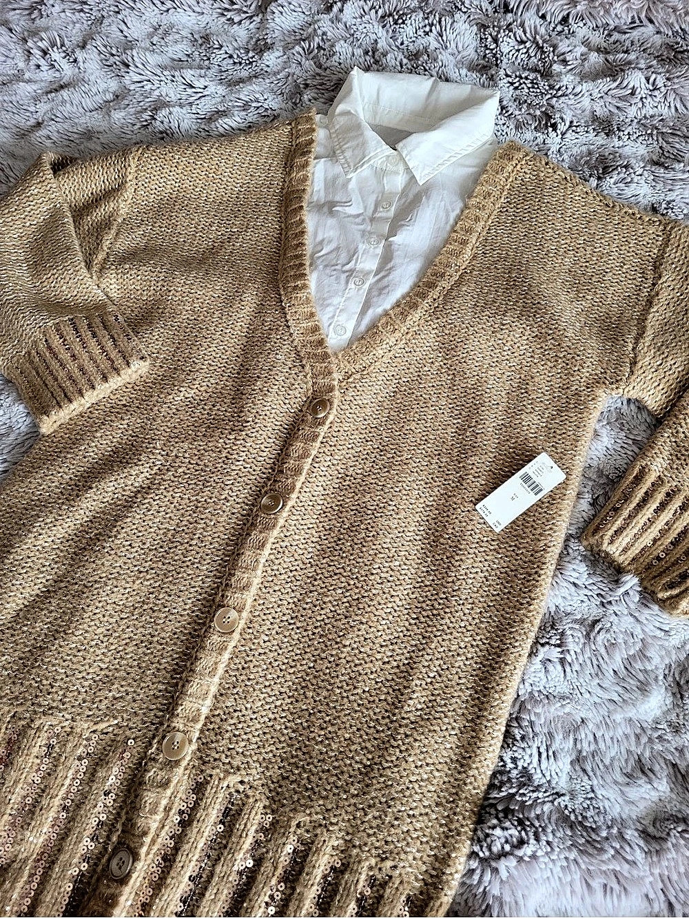 Anthropologie Knit Button-Front Cardigan in Brown NWT